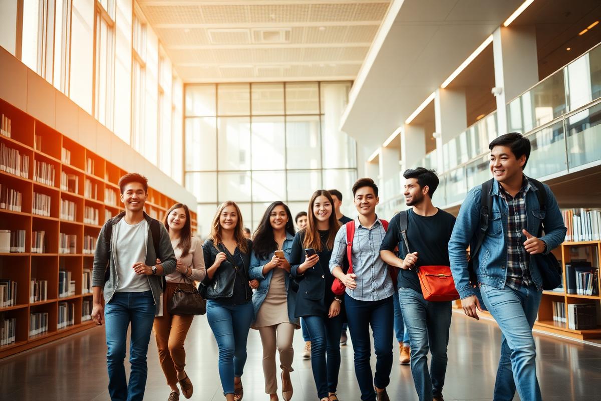 International students collaborating at university